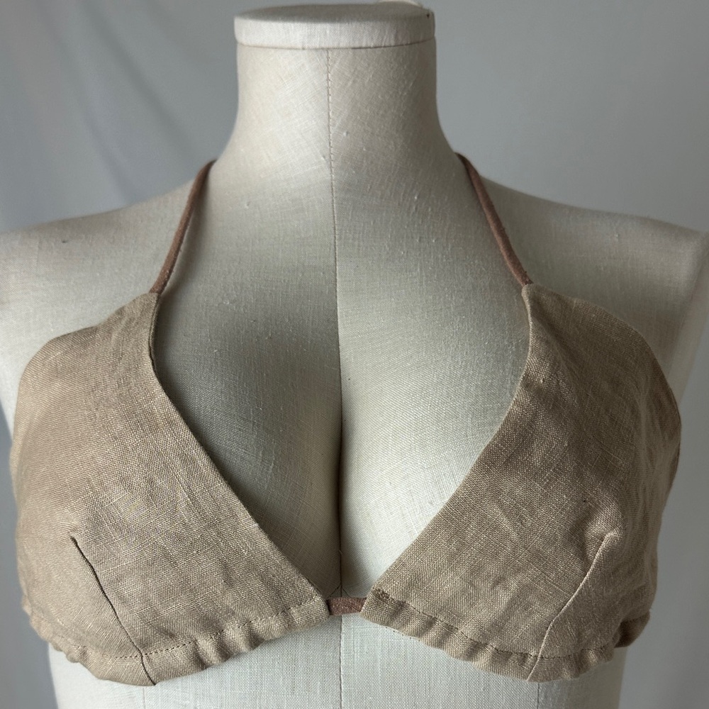 OZMA Natural Linen Halter Bralette